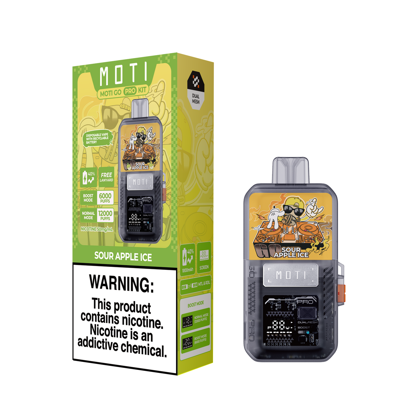 MOTI GO PRO KIT - Sour Apple Ice 12,000 Puff